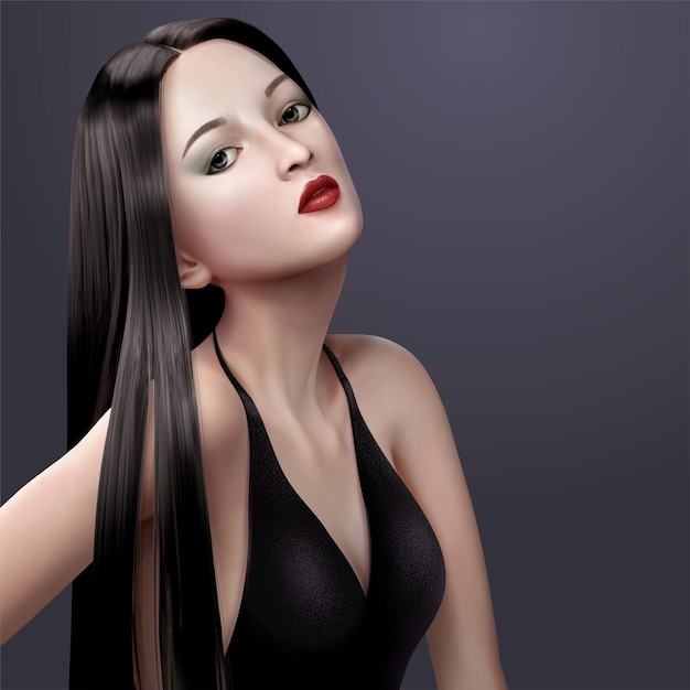 Vector sexy brunette lang haar vrouw