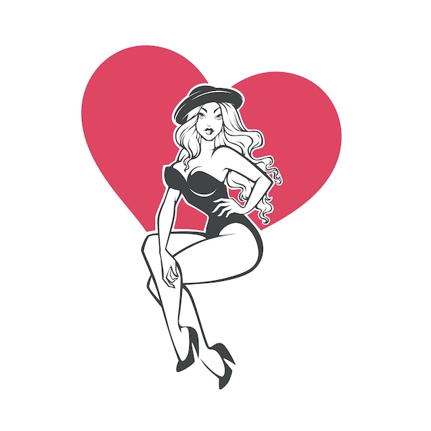 Vector sexy en schoonheid retro pinup meisje voor uw logo of labelontwerp