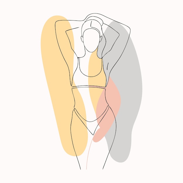Sexy Female Body One Line Art Illustration