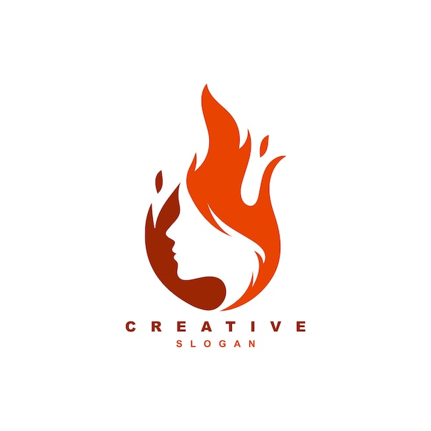 Sexy hete vlam meisje haar logo ontwerp vectorillustratie voor uw merk of bedrijf