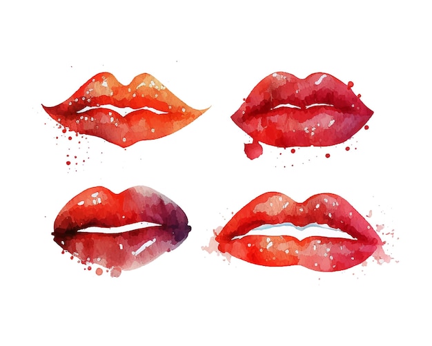Sexy lippen afdrukken afbeelding Sexy lippen vector kleurrijke aquarel glamour mode schoonheid vrouwen rode vrouwelijke lippen mode vrouw