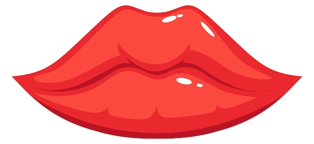 Vector sexy lippen cartoon icoon rode vrouwelijke glimlach geïsoleerd op witte achtergrond