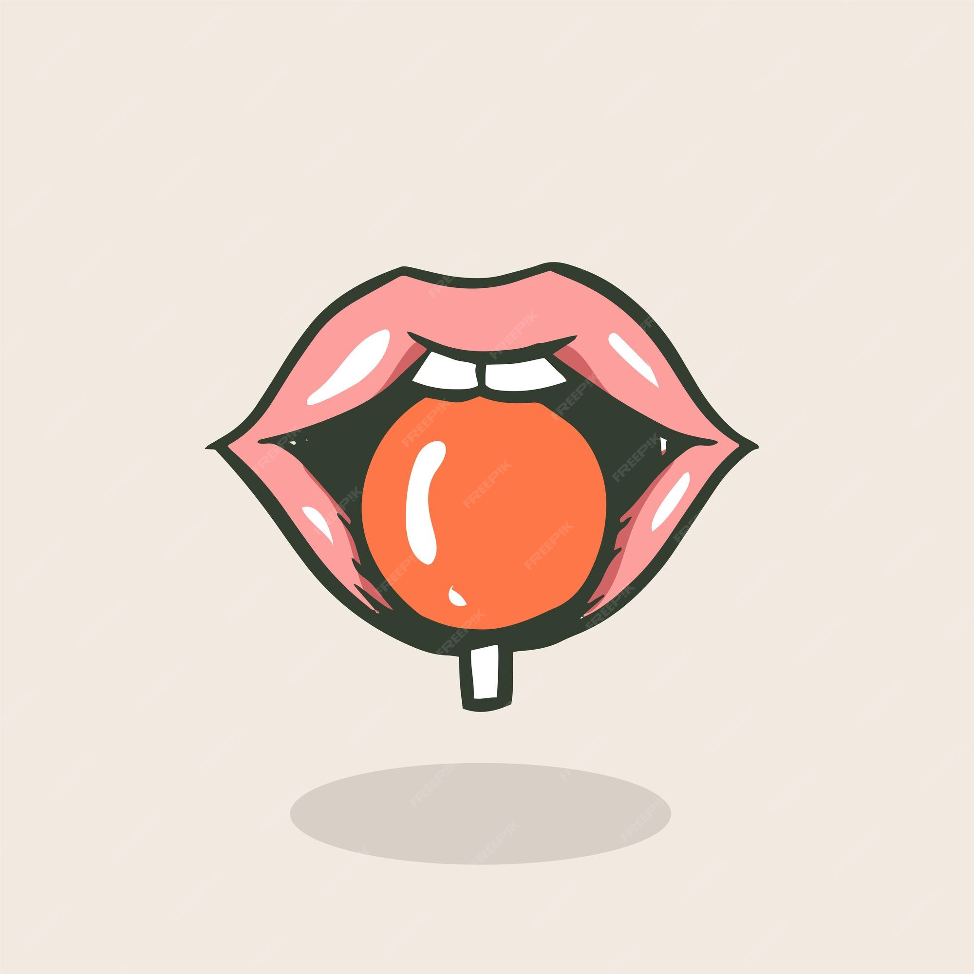 Premium Vector | Sexy lips biting candy Premium Vector | Sexy lips biting candy