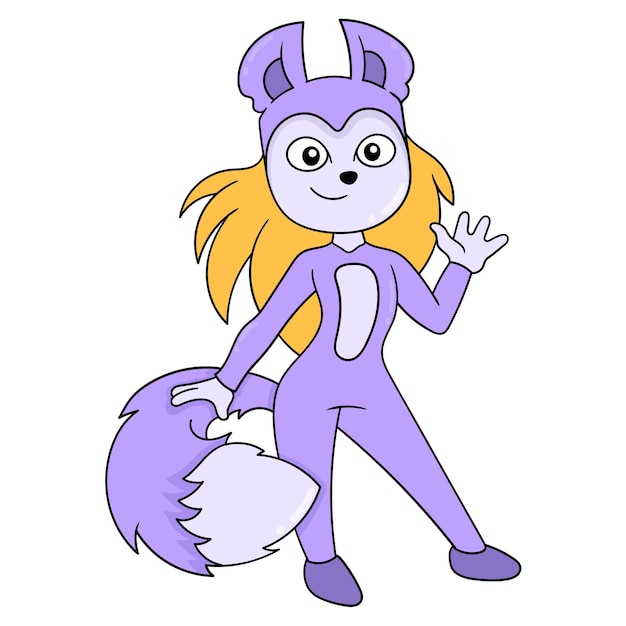 Sexy and sensual purple skunk female beast monster, vector illustration art. doodle icon image kawaii.