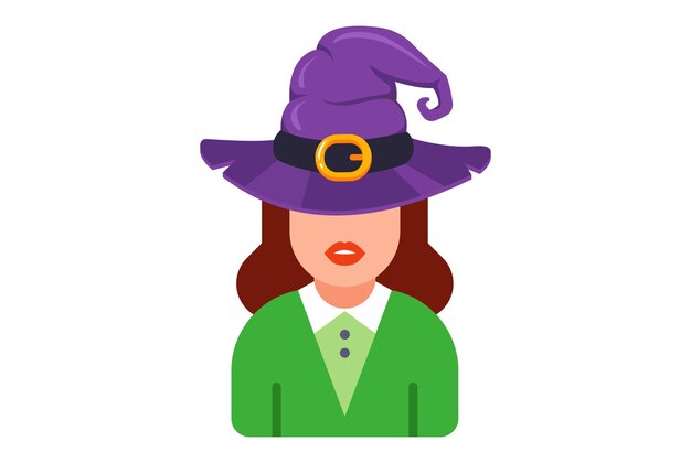 魔法の帽子をかぶったセクシーな魔女。素晴らしい魔女。フラットベクトルイラスト。