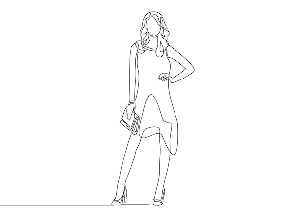 Vector sexy womancontinuous line drawing