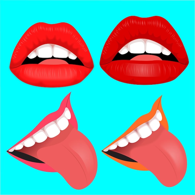 Sexy women red lips vector illustration