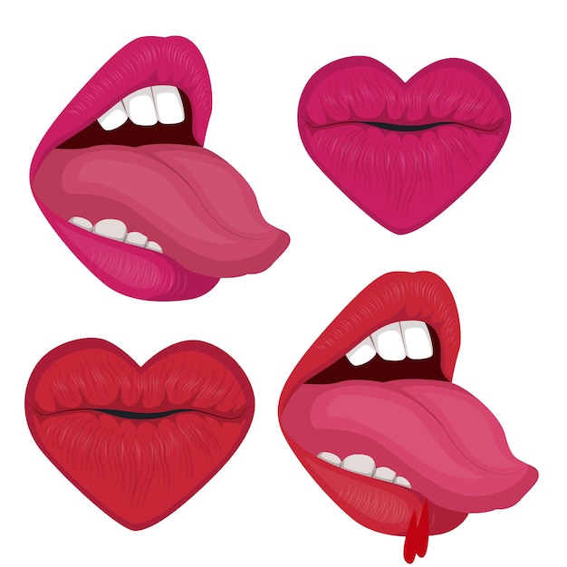 Sexy women red lips vector illustration