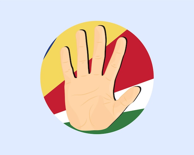 Vector seychelles flag with hand stop sign protest and human rights idea