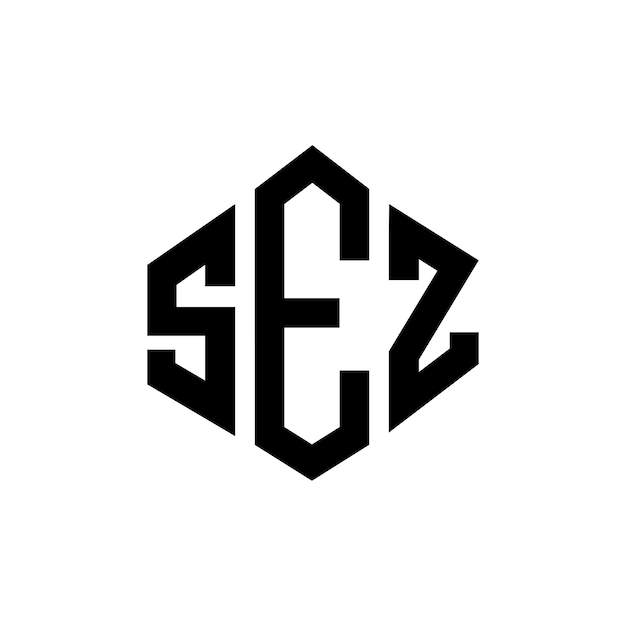 SEZ letter logo ontwerp met veelhoek vorm SEZ veelhoek en kubus vorm logo ontwerp SEZ zeshoek vector logo sjabloon witte en zwarte kleuren SEZ monogram bedrijf en vastgoed logo