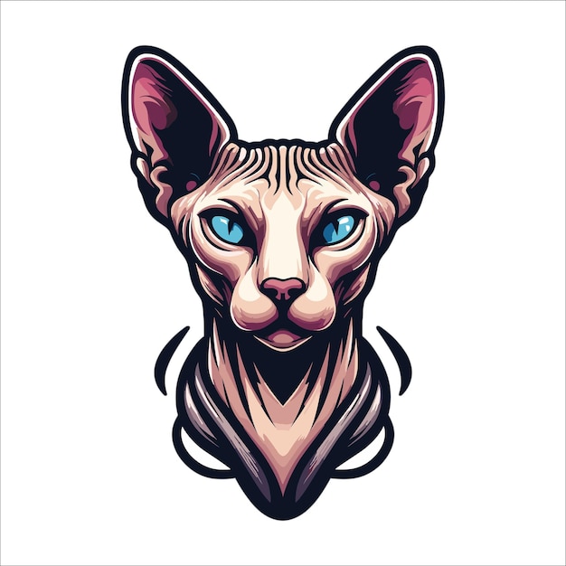 Sfinx kattenhoofd mascotte vector illustratie op witte achtergrond