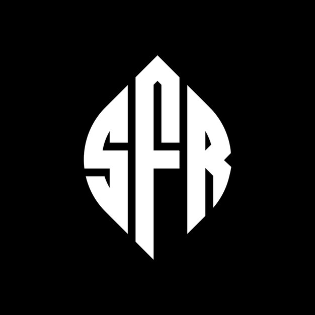 SFR cirkel letter logo ontwerp met cirkel en ellips vorm SFR ellips letters met typografische stijl De drie initialen vormen een cirkel logo SFR Circle Emblem Abstract Monogram Letter Mark Vector