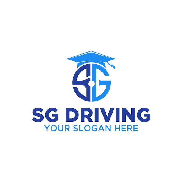 SG letter car driving driving school trucking mountain drive steering wheel road logo vector 2023