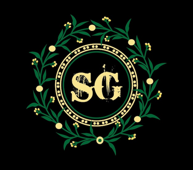 Vettore design del logo della lettera sg con un logo a forma di cerchio sg e design del logo a forma di cubo busine del monogramma sg
