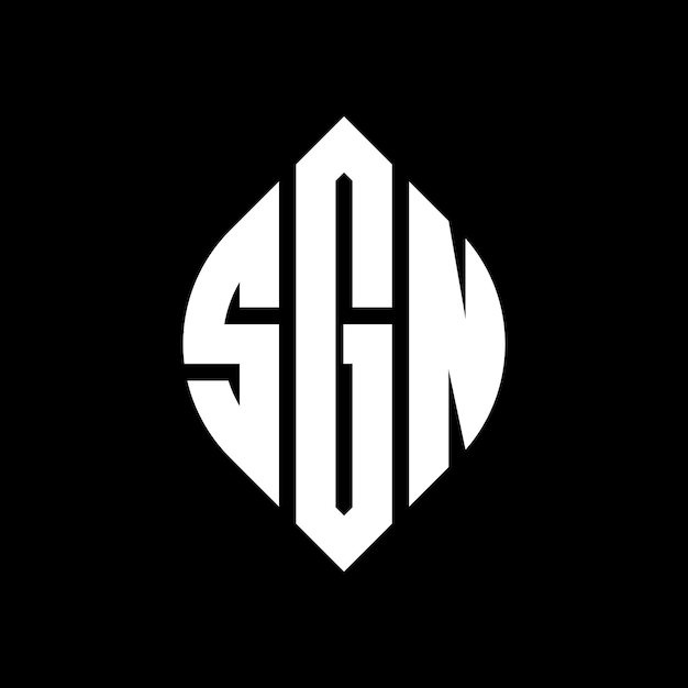 Design del logo della lettera circolare sgn con forma di cerchio e ellisse lettere ellisse sgn con stile tipografico le tre iniziali formano un logo circolare sg n emblema circolare monogramma astratto lettera mark vettore