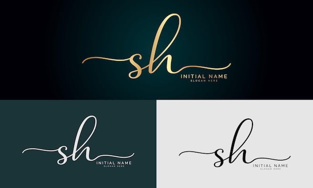 sh eerste handschrift handtekening logo-ontwerp