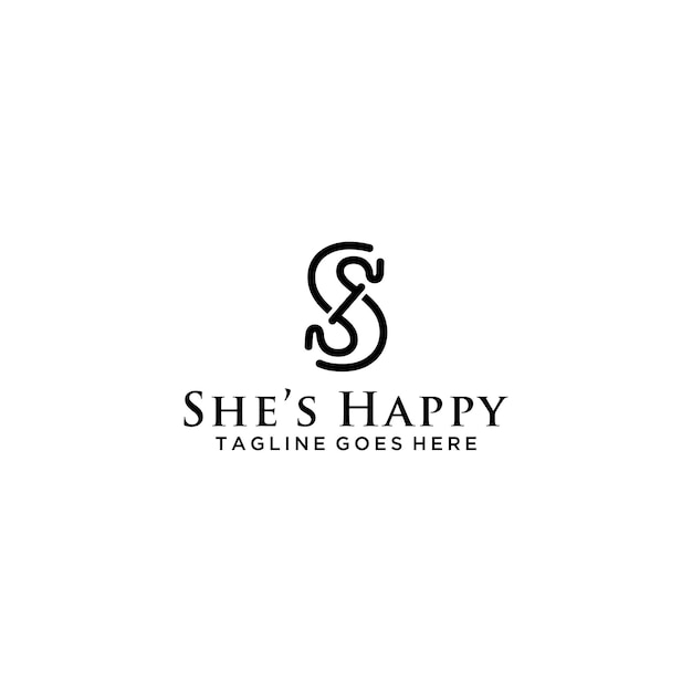 SH HS 문자 이니셜 로고 사인 디자인