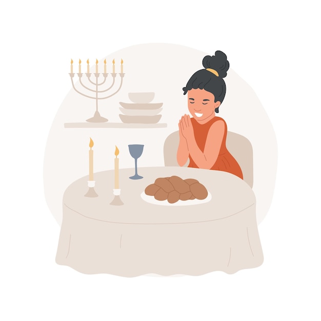 Shabbat gebed geïsoleerde cartoon vectorillustratie