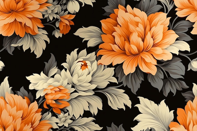 shabby chic symmetrical Flowers pattern illustration