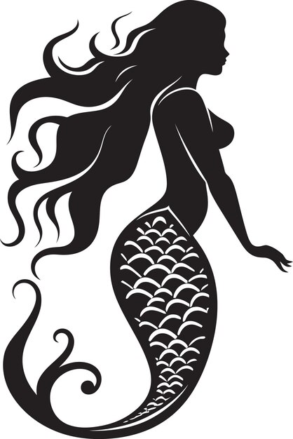 Vector shaded shores mermaid vector emblem obsidian ode black mermaid icon