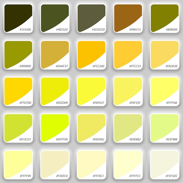 Shades of yellow swatch color palette