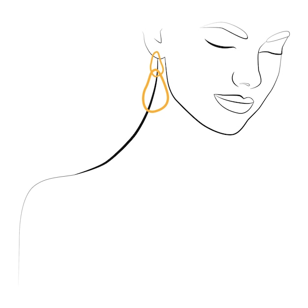 A shadow Female face continuous drawing of lines