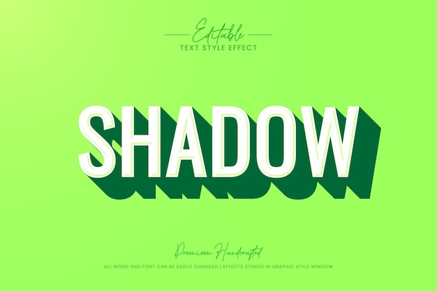 Shadow green 3d text style effect editable illustrator text style