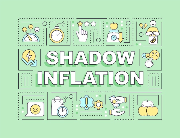 Banner verde di concetti di parole di inflazione ombra