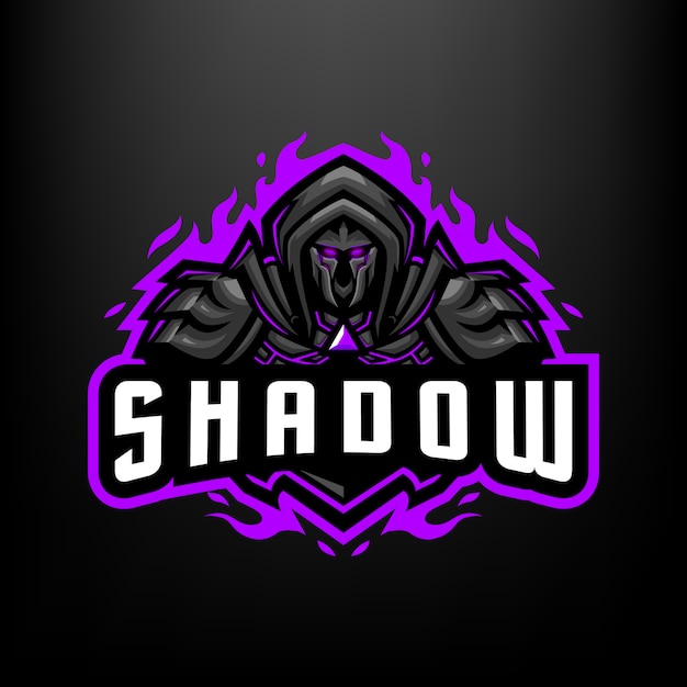 Shadow knight талисман иллюстрации для спорта и киберспорта логотип, изолированных на темно-сером фоне