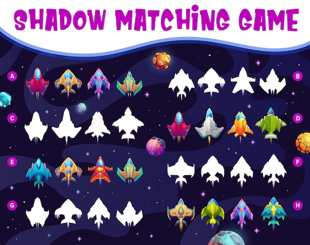 Shadow match game space shuttles starships riddle