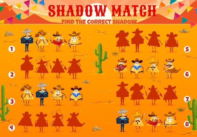 Shadow match game worksheet cowboy mexican nachos