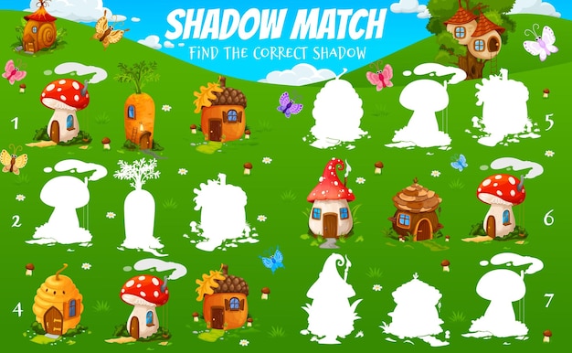 Вектор Рабочий лист игры shadow match дома гномов и эльфов