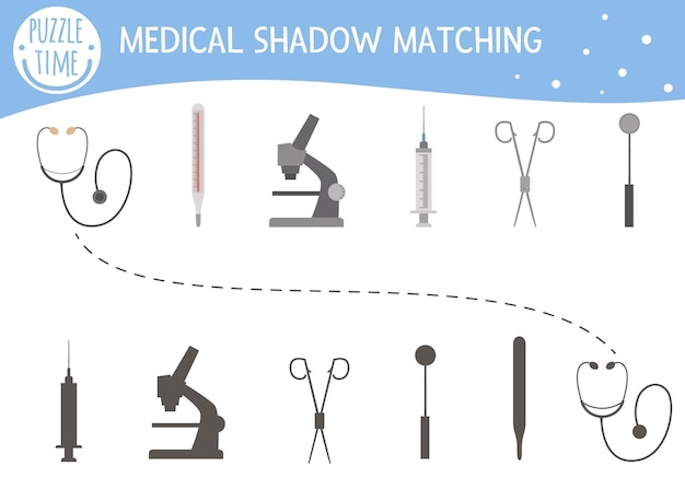 Shadow matching activity for children with medical equipment