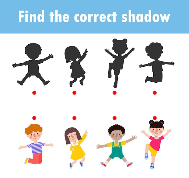 Shadow matching game per bambini gioco visivo per bambini trova i supporti didattici shadow corretti