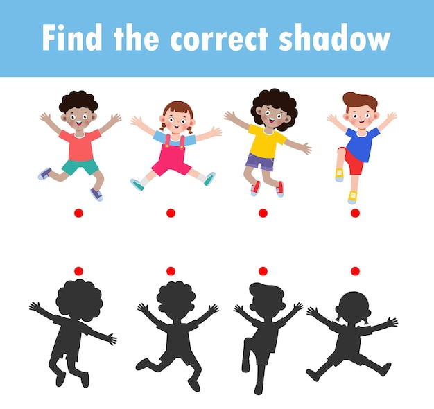 Shadow matching game for kids visual game for kid find the correct shadow instructional media