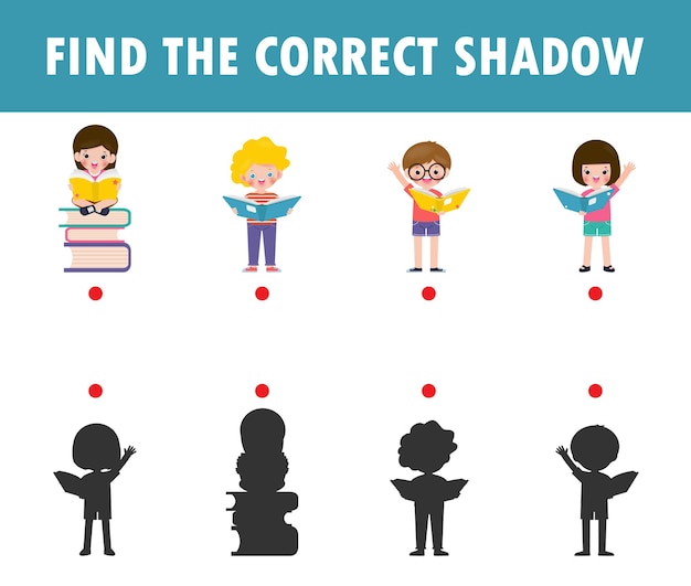 Shadow matching game per bambini. il gioco visivo per bambini trova l'ombra corretta