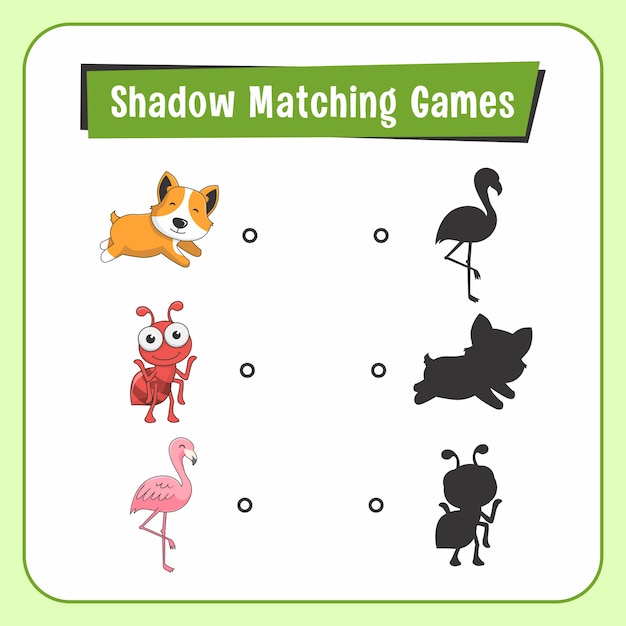 Shadow matching games animali cane ant flamingo bird