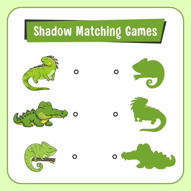 Shadow matching games animals reptile lizard