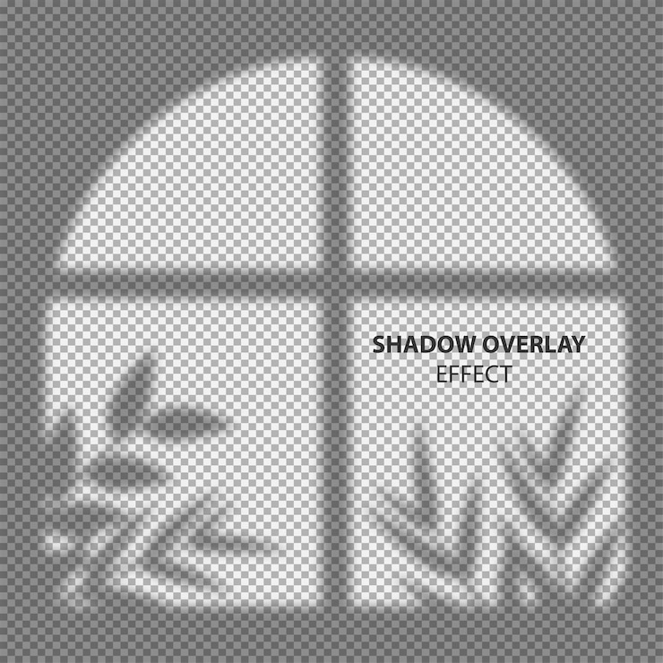 Vector shadow overlay of window and leaves on the transparent background