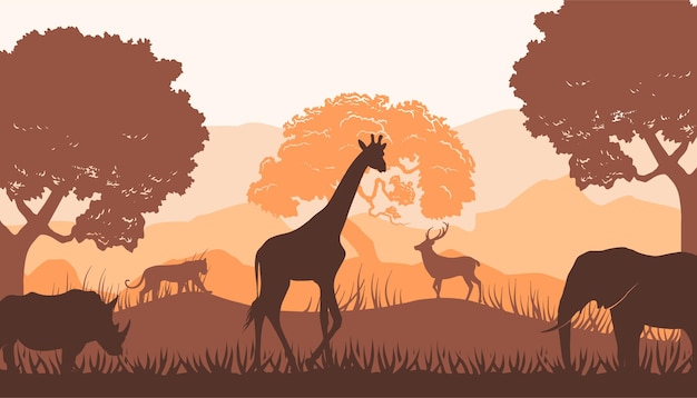 Vector shadow silhouette with forest scene in the background