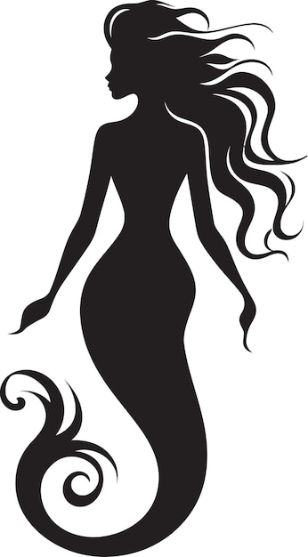 Vector shadowed seas mermaid vector icon ebony enchantment black mermaid design