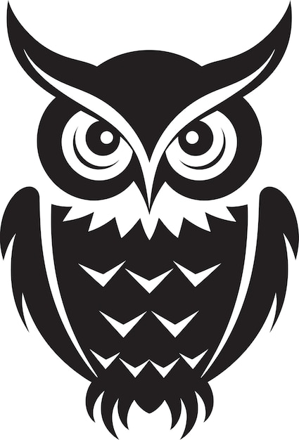 Shadowed Serenade A Breathtaking Black Owl Silhouette Crafted in Detailed Vector Illustration