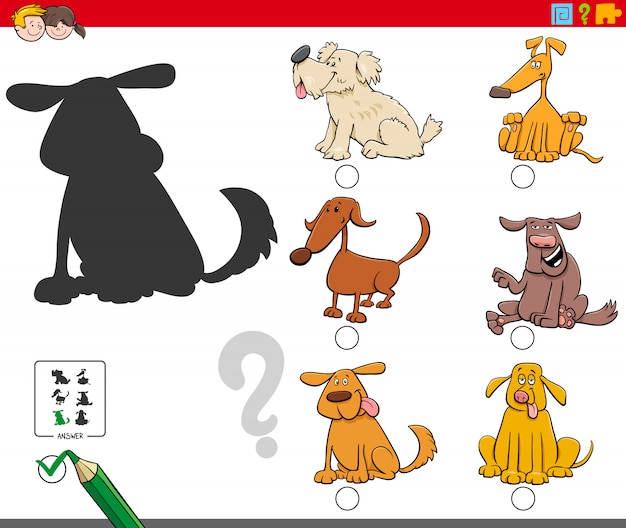 Shadows game with comic dog characters