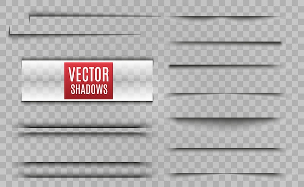 Vector shadows isolated. transparent shadow realistic illustration. page divider with transparent shadows isolated. pages  set.