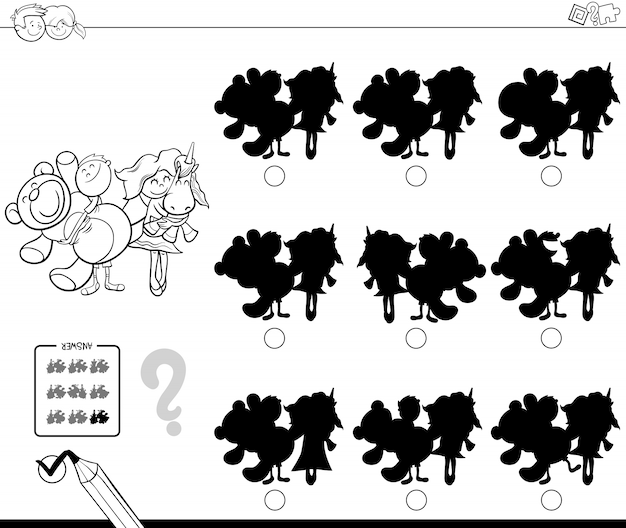 아이들과 장난감 색칠하기 책 그림자