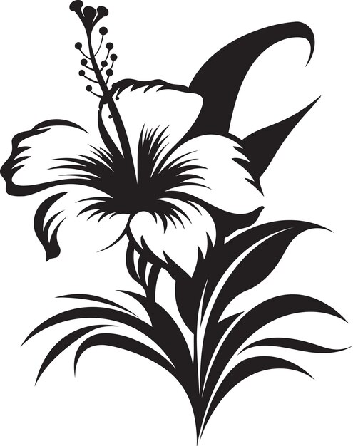 Vector shadowy blossom artistry vectorized tropical floraebony floral symphony black floral vector