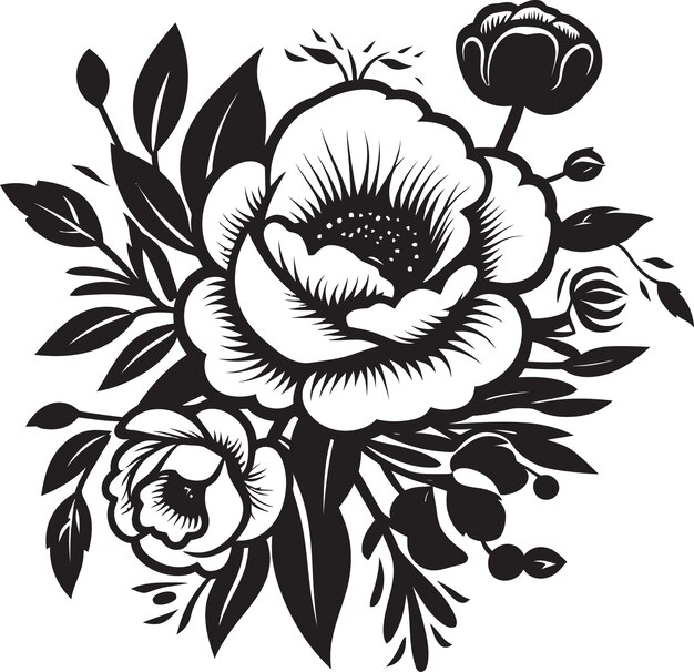 Vector shadowy floral artistry black vector floral artistryobsidian floral harmony chic floral vector harmo