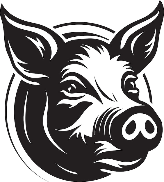 Vector shadowy snuffles black pig silhouettenoir hoofprint stylish pig illustration