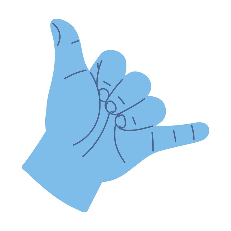 Vector shaka hand gesture icon isolated