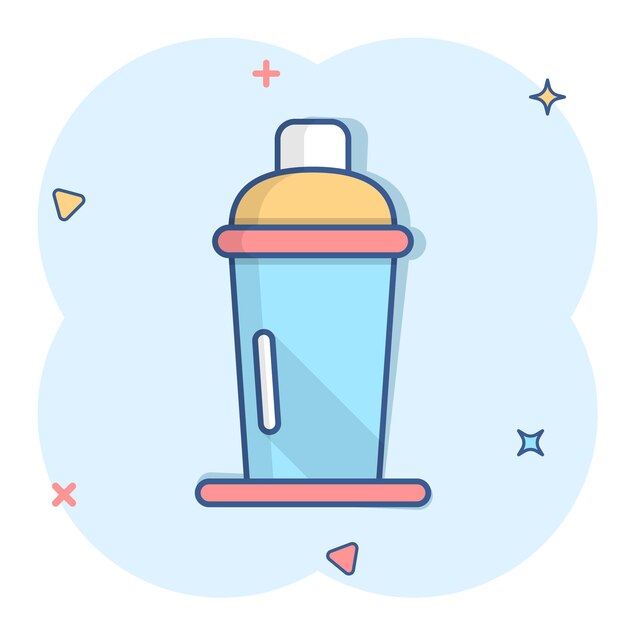 shaker cocktail icon in comic style alcohol bottle cartoon vector illustration on white isolated background bar drink splash effect business concept